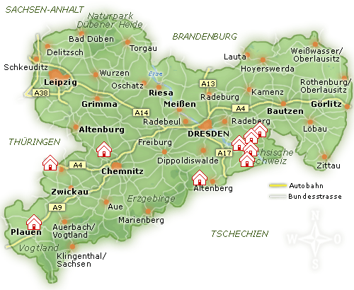Landkarte Sachsen